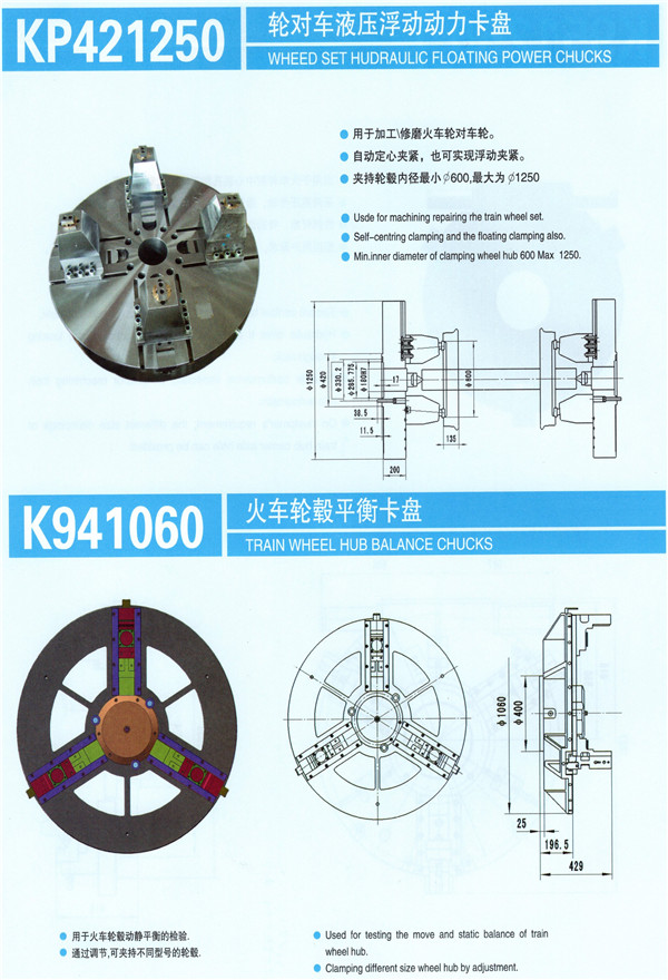 KP421250轮对车液压浮动动力卡盘,K941060火车轮毂平